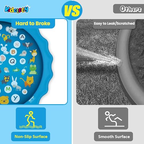 Image of Kidology Non-Slip Splash Pad for Kids, Summer Water Toys for Kids, Thicken Sprinkler Pool Summer Outdoor Water Toys Alphabet & Animal Print - 170Cm Large Outdoor Sprinkle Mat (Multicolor)