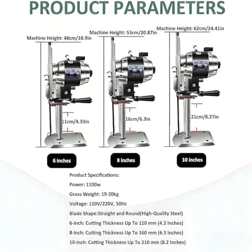 High-Speed 1100W Fabric Cutting Machine, 110V Industrial Straight Knife Cutter for Textile, Leather & Apparel - Professional 6in Cloth Cutter for Seamless Precision