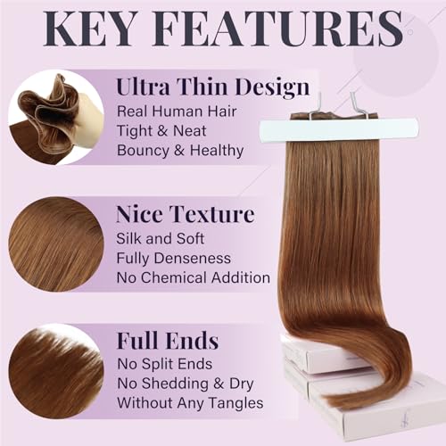 Fshine Weft 22 Inch 60g Auburn Sew in Human Hair Extensions Real Human Hair Weft Hair Bundle Remy Human Hair Extensions - Image 4