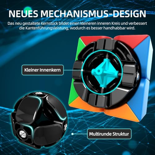 Speed Zauberwürfel Stickerless – Profi-Würfel mit Ultra-Glattem Drehen, Lebendigen Farben & Langlebiger Haltbarkeit – Schneller als das Original (2x2x2)