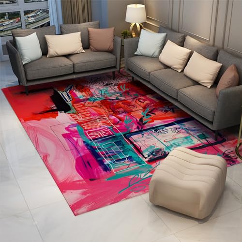 Tapis graffiti coloré antidérapant pour réveiller le décor d'une chambre à coucher cosy - 3