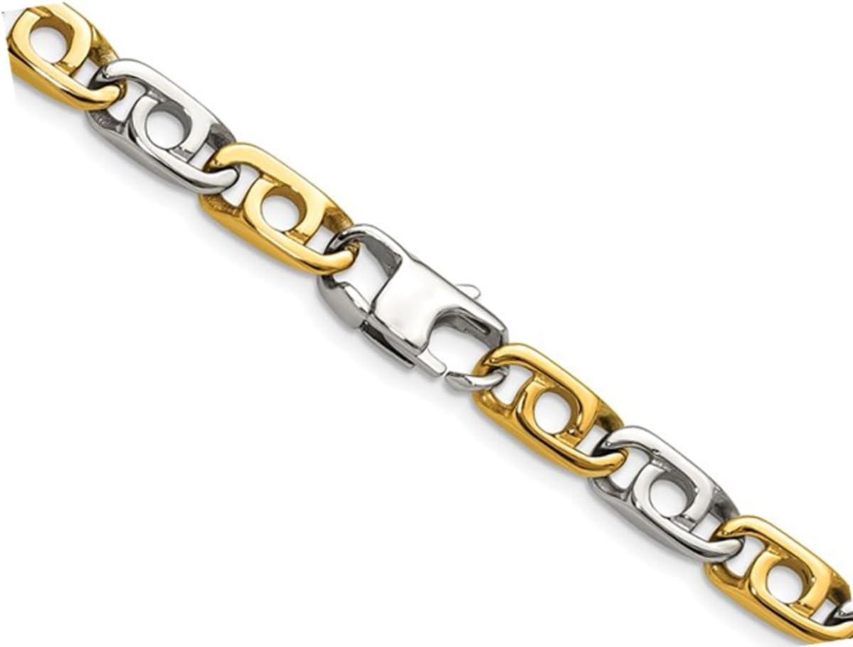 Mens Two Tone Stainless Steel Anchor Chain Necklace (24 Inch) - Image 5