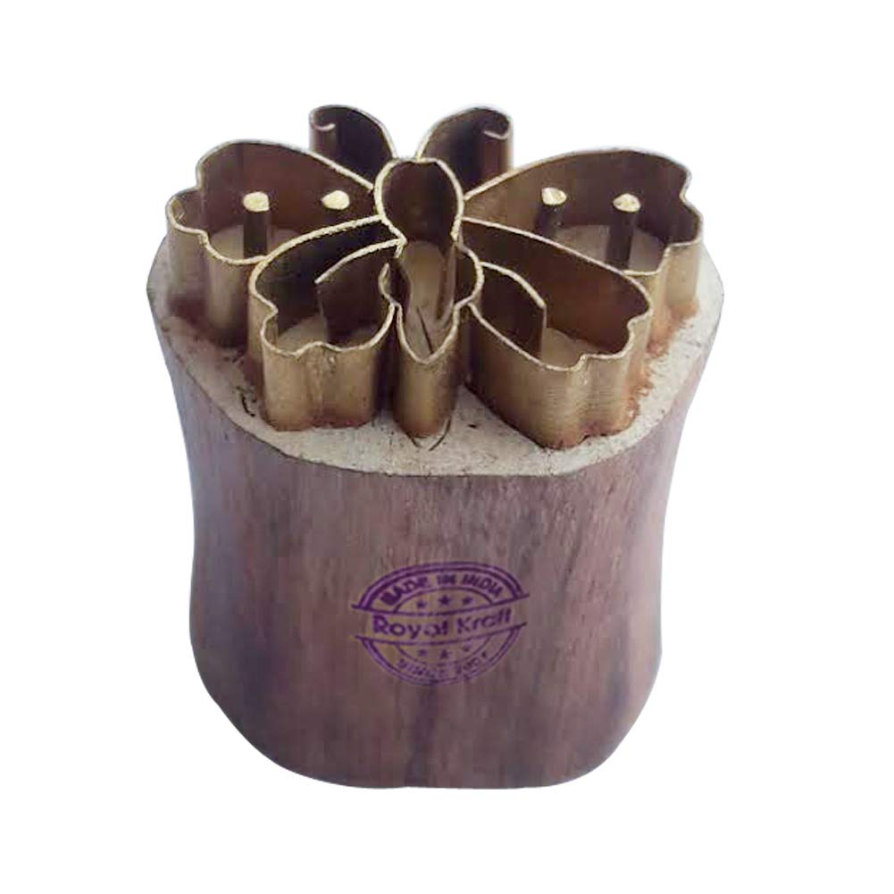 Royal Kraft Butterfly Brass Wooden Stamps for Block Printing on Clay, Pottery, Fabric Btag023