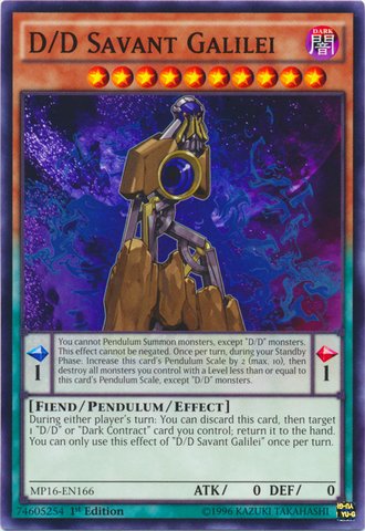 Yu-Gi-Oh!! - D/D Savant Galilei (MP16-EN166) - Mega Pack 2016 - 1st Edition - Common
