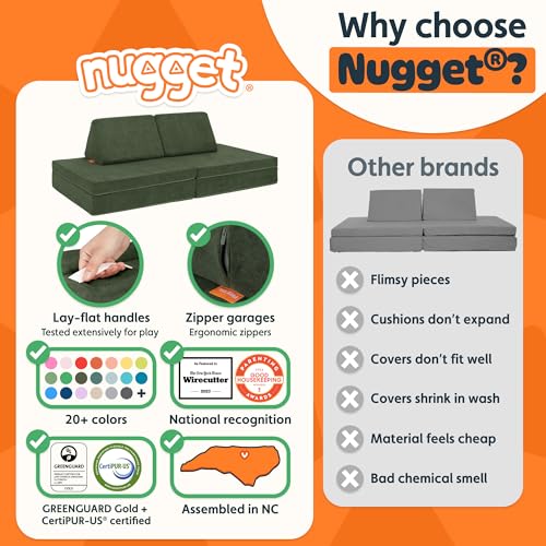 Image of Nugget - The Original Play Couch for Kids - Modular Foam Children's Sofa for Playroom, Imagination, & Creative Open Ended Play - Washable & Convertible Playroom Furniture, Willow