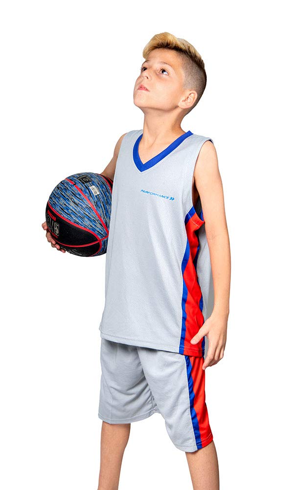 PAIRFORMANCEBoys' Basketball Jerseys Shirt Sports Shirts and Athletic Shorts Set for Youth Kids Age 4-12 Team Uniforms