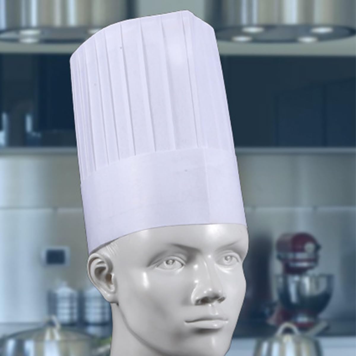 Set di Cappelli da Cuoco One-Time in Tessuto Non Tessuto Regolabili 20 Pezzi Bianco