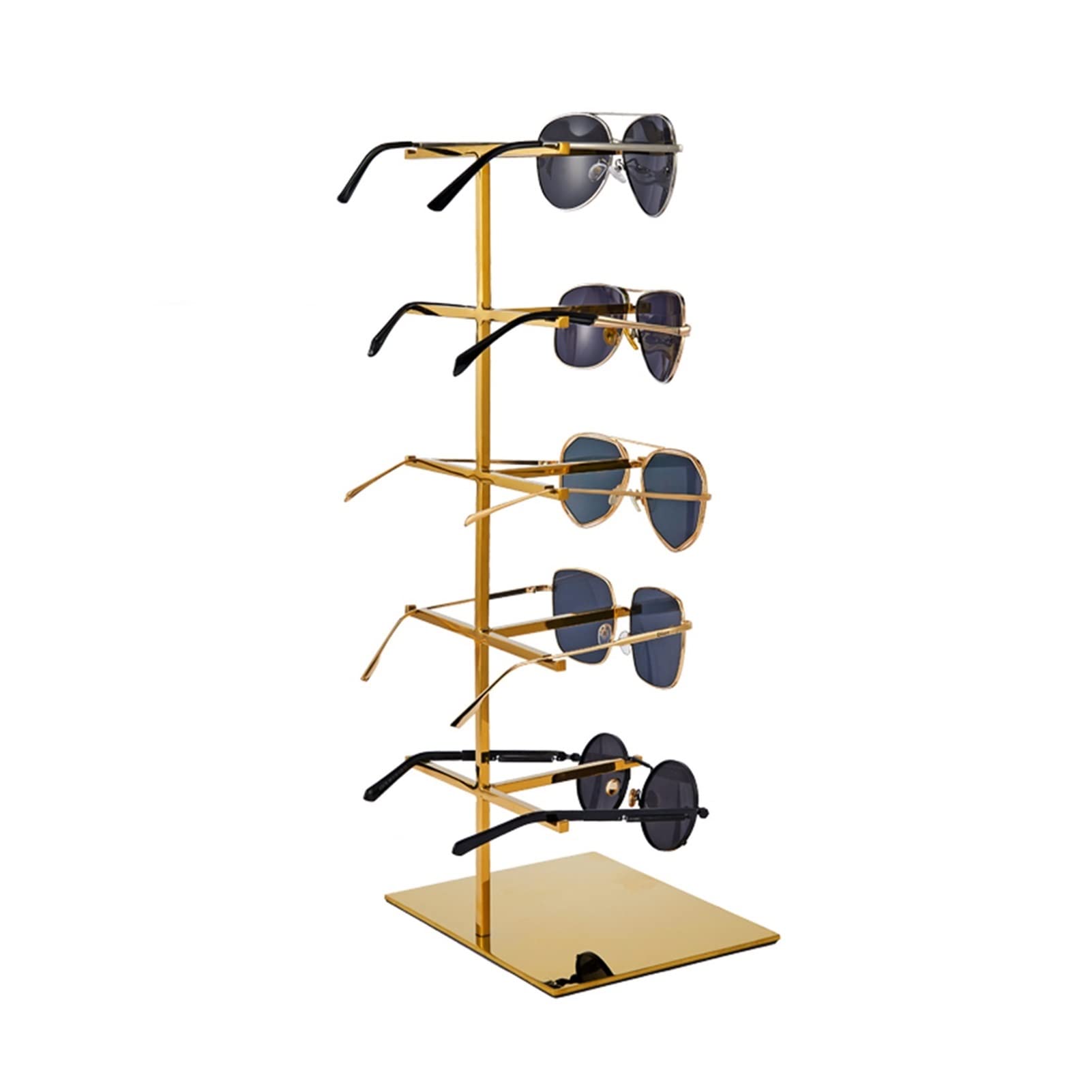 JYHHGDS Eyeglasses Display Holder, Mirror Stainless Steel Organizer, Multiple Hanging Racks for Desk, Dresser, Tabletop Storage Stand
