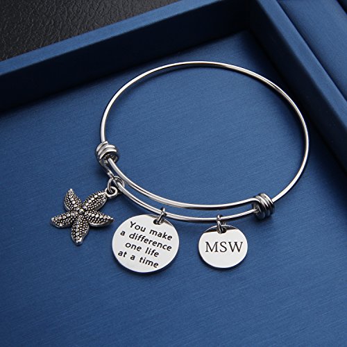 ENSIANTH Social Worker Gifts MSW Graduation Bracelet You Make A Difference Jewelry Starfish Bracelet4