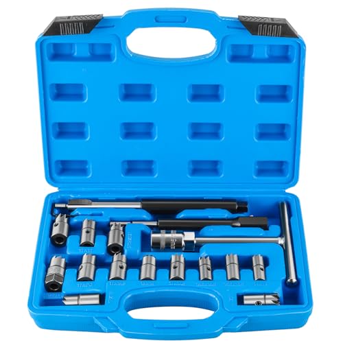 DASBET Lot de 17 outils pour sièges d'injecteur diesel Ensemble de nettoyage de siège d'injecteur Outil de découpe professionnel pour siège d'injecteur...