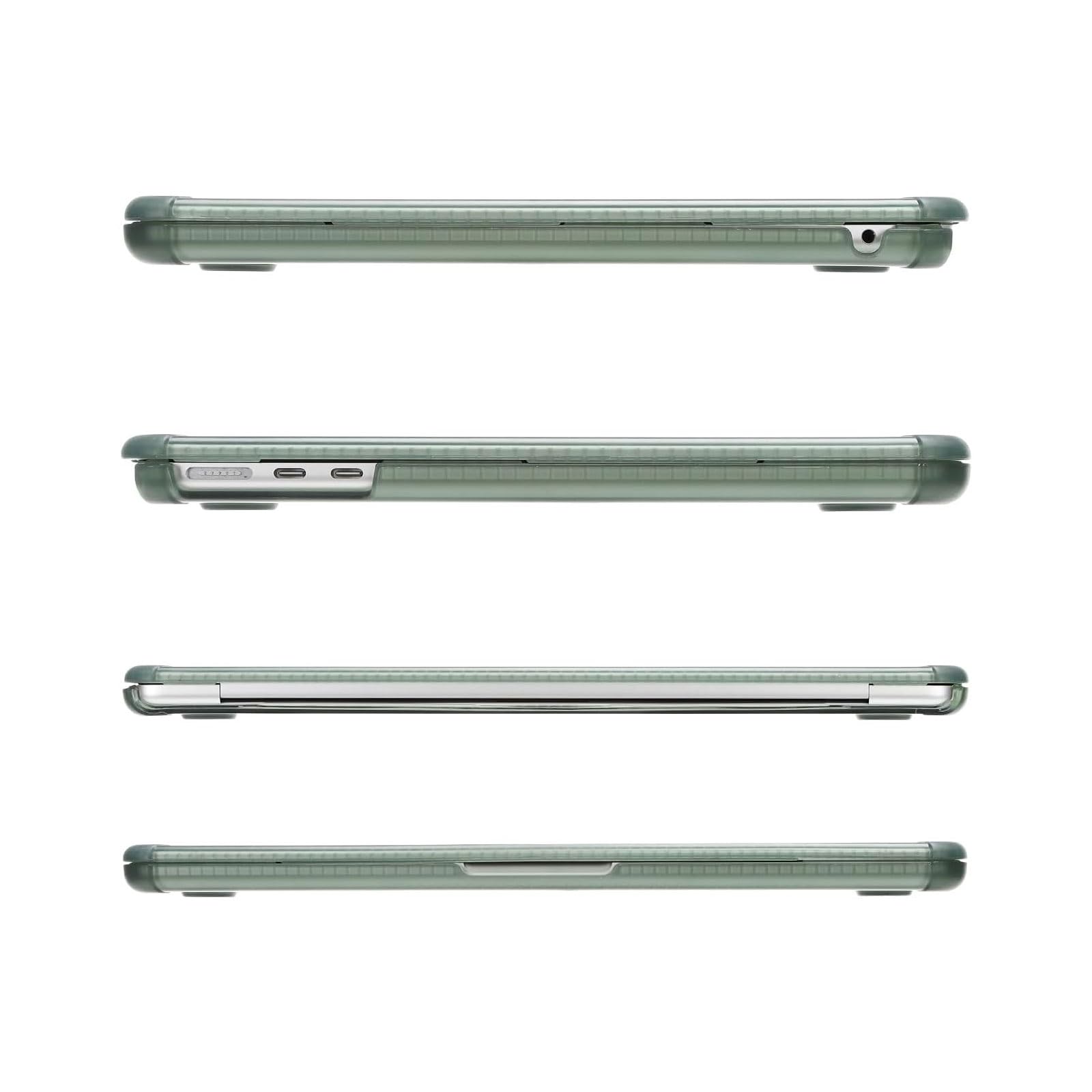 MOSISO Custodia Compatibile con MacBook Air 13 Cover M5 M4 M3 M2 2026-2022 | Copritastiera&Paraurti TPU Anti-crepa Strisce Servizio Pesante Case per MacBook Air 13,6 pollici A3449 A2681 2025 2024, Verde