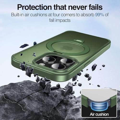 Anqrp 360° All-in-ONE Stand Case for iPhone 13 Pro Case with Rotatable Magnetic Kickstand Ring Holder, Compatible with MagSafe, MIL-Grade Shockproof iPhone 13 Pro Phone Case Cover 6.1 inch,Deep Green by Anqrp - Used condition - Image 5