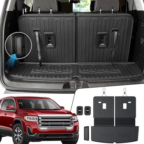 JOULARISE Cargo Mat Backrest Mats 2-in-1 Design for 2017-2023 GMC Acadia 6/7 Seats Accessories, All-Weather TPE Trunk Mat Cargo Liner Protector SLE/SLT/AT4/DENALI(Cargo Mat with Backrest Mats)