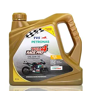 Petronas TVS Tru4 Race Pro 4T SAE 15W-50 Fully Synthetic Sports Engine Oil For Bike By Riders Lubricants (2.5L)