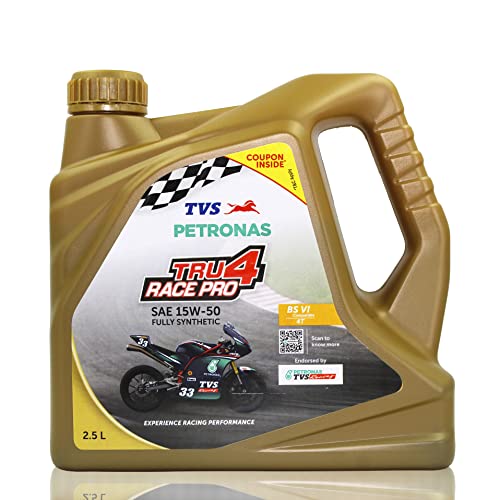 Image of Petronas TVS Tru4 Race Pro 4T SAE 15W-50 Fully Synthetic Sports Engine Oil For Bike By Riders Lubricants (2.5L)