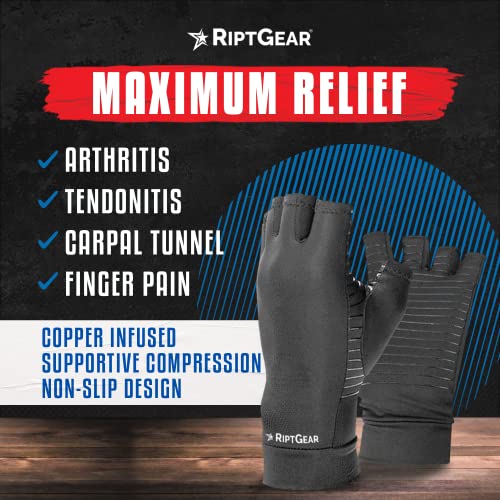 RiptGear Compression Gloves for Women and Men for Arthritis (Pair) - Women's and Mens Gloves for Hand Pain - Compression Gloves Men and Women - Golf Bowling Cycling Tennis (Medium) - Thumbnail 2