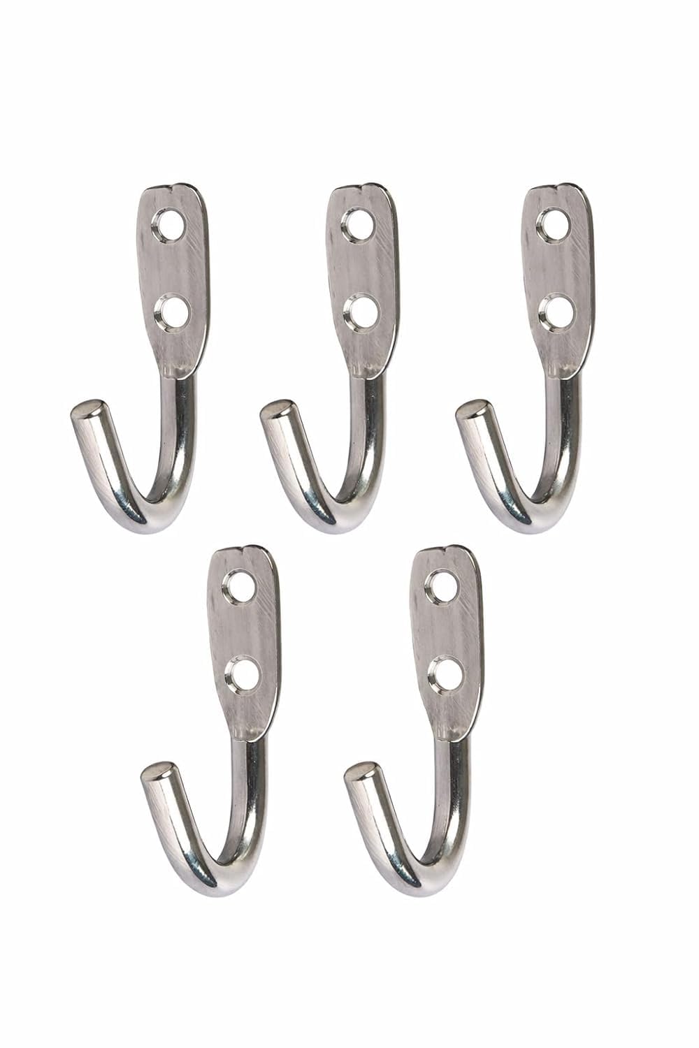 Stainless Steel J Shape Wall Hooks, Heavy Duty Wall Mounted Hanger for Bathroom, Kitchen, Bedroom & Door, Rust Resistant Hooks for Towels, Clothes, Bags, Keys & Accessories (Pack of 5)-image-0