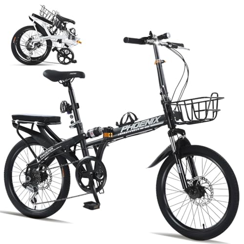 CUIOT 折りたたみ自転車 シマノ 7段変速 16/20/22インチ 折り畳み自転車 軽量 高炭素鋼フレーム 前後サスペンション ディスクブレーキ 持ち運びやすい 折畳み自転車 高さ調節可能なハンドルとサドル 初心者 男女兼用 通勤 通学 街乗り サイク