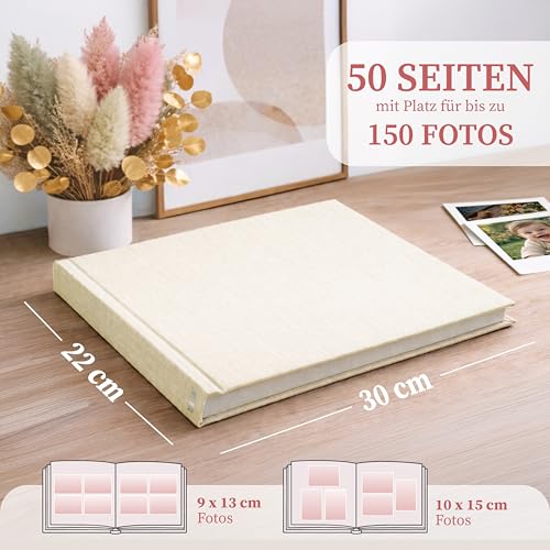 Zenacolor - Fotoalbum zum Selbstgestalten 50 Seiten Leinen - Beige – Ansicht 2