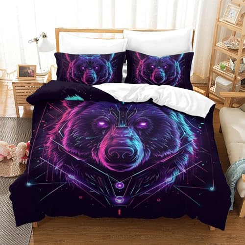 Housse de couette ours 3D de qualité supérieure en microfibre lit double 3Pcs - 2
