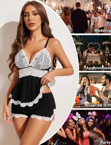 Image of Avidlove Womens Sweetness Cami Set Lace Camisole Lingerie Nightwear Sexy Pajamas Lounge Sets