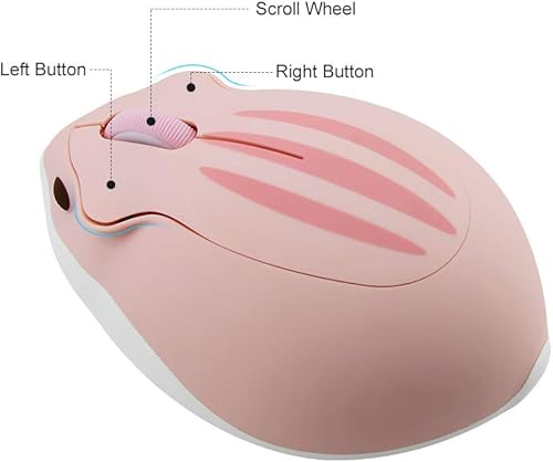 Miniatura 3 de Lindo mouse de hámster, mouse inalámbrico de 2.4 Ghz 1200 DPI con menos ruido, con forma de animal de dibujos animados, ratones ópticos portátiles