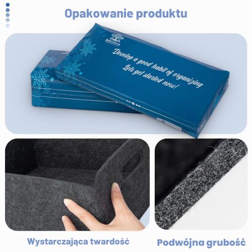 BEHONA Filcowy kosz do przechowywania, pogrubiony filcowy kosz do przechowywania, składany kosz, pudełko do przechowywania, filcowe pudełko (Czarna (1 Kawałek), 31.5cm x 25cm x 15cm)