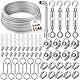 VIPNAJI Drahtseil Edelstahl Set 64pcs, 35m/2mm Stahlseil für Rankhilfe mit M5 Spannschloss Seilspanner,Ösenschraube,Seilkauschen, Alu Seilklemmen, Drahtseilklemme etc,Stahlseil mit ösen