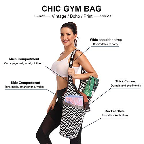Mochila de ombro, Andoer Bolsa para tapete de ioga Sacos de ombro de lona estampado vintage com zípe