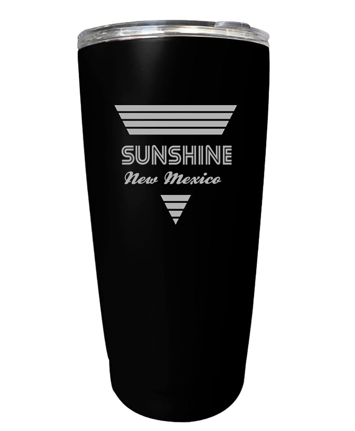R and R ImportsSunshine New Mexico Souvenir 16 oz Black Stainless Steel Tumbler Retro Design