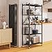 Fenbeli 5 Tier Storage Shelf with Wheels - Metal Collapsible Shelving Unit Display, Heavy Duty Folding Shelves, No Assembly Organizer Rack for Garage Kitchen, Basement, Pantry (Black, 5 Tier)