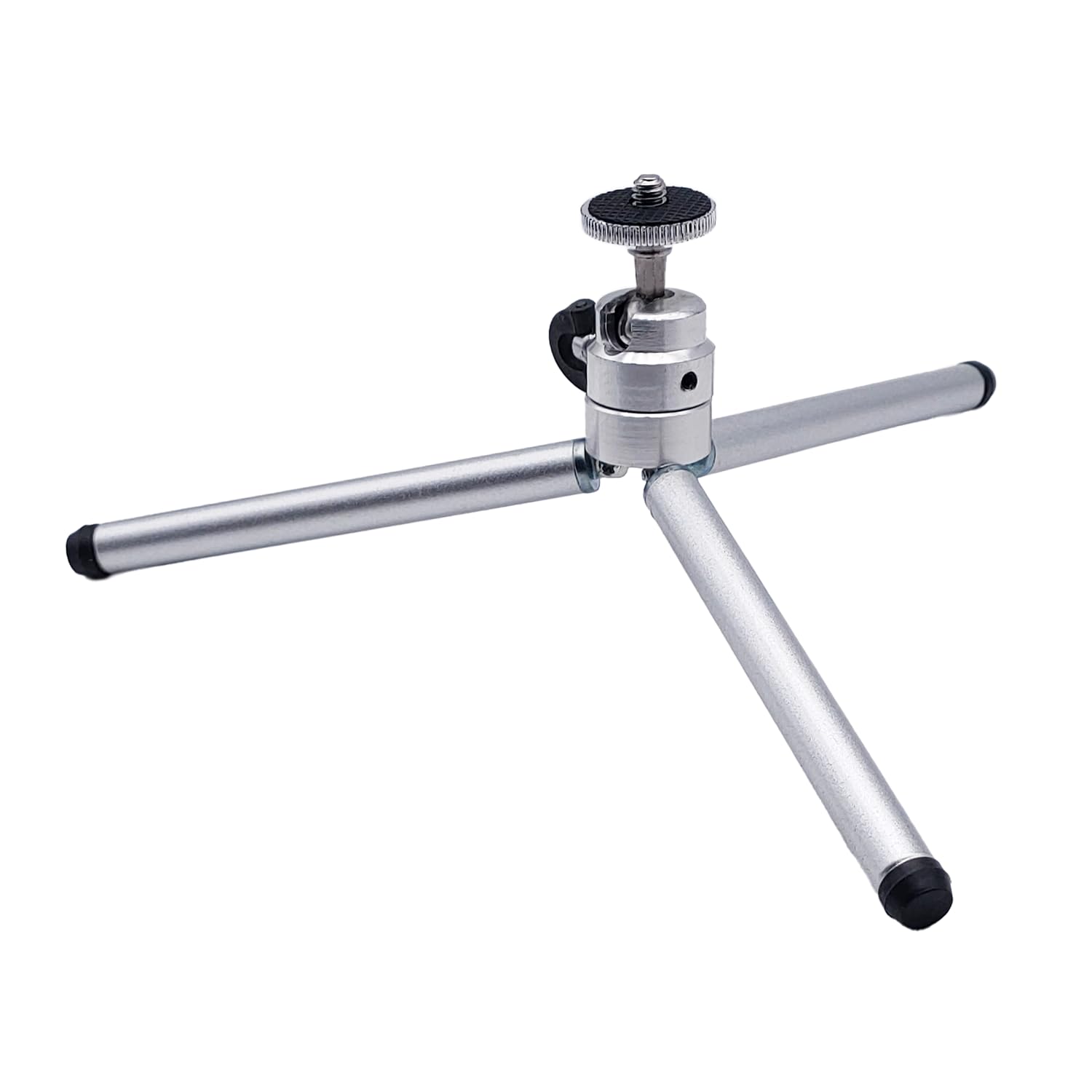 Mini statyw stołowy | Regulacja wysokości 7/14/26 cm | Obrót 360° głowicy kulkowej | Kompatybilny z aparatami i smartfonami | Kompaktowy i lekki, srebrny, Metal