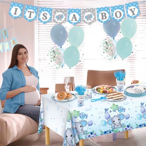 Miucat DX-CJ 121Pcs Elephant Baby Shower Decorations Baby Shower Decorations Boy Includes Paper Plate, Napkins, Cups, Forks, Tablecloth, Elephant Theme Party Supplies thumb #6