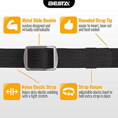BESTA Battler Belt, Heavy-Duty Nylon Elastic Belt for Men, Rugged Metal Buckle3