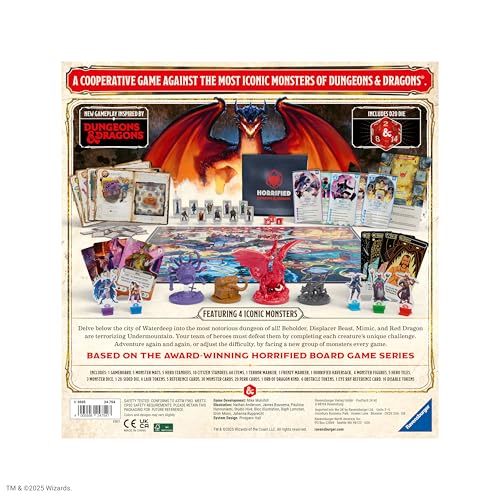 Image of Ravensburger Horrified Games - Dungeons & Dragons - Strategy Board Game - Boost Critical Thinking & Teamwork - Cooperative Gameplay - Unique Monster Challenges - 1 to 5 Players - Adults & Kids 10+