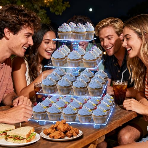 image for YestBuy 4 Tier Acrylic Cupcake Stand Afternoon Tea Cake Stand Large Cu