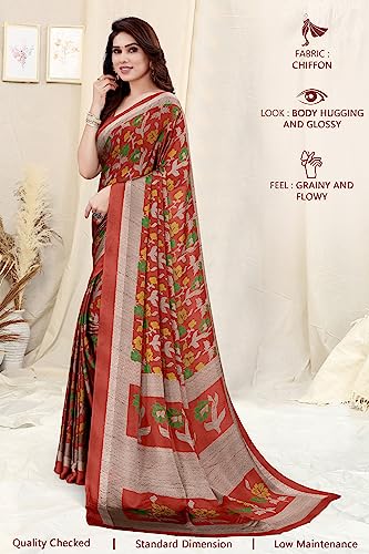 Image of MIRCHI FASHION Saree for Woman Chiffon Floral Printed | Lightweight Daily Wear Women's Sari with Unstitched Blouse Piece (Available in 20 Colors)