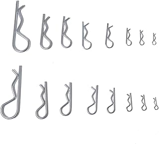 QXPDD 100 Pcs Cotter Pin Assortment Kit, R Clips Heavy Duty Zinc Plated Hair Pin, Spring Fastener Assortment Kit Hitch Pins Clips Cotter Clip for Hitch Pin Lock System,100Pcs