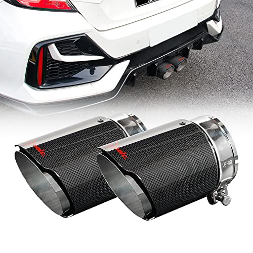 Carbon Fiber Dual Exhaust Pipe Tail Muffler Tip Exhaust Tip Compatible with 10th Gen Honda Civic 2016-2021