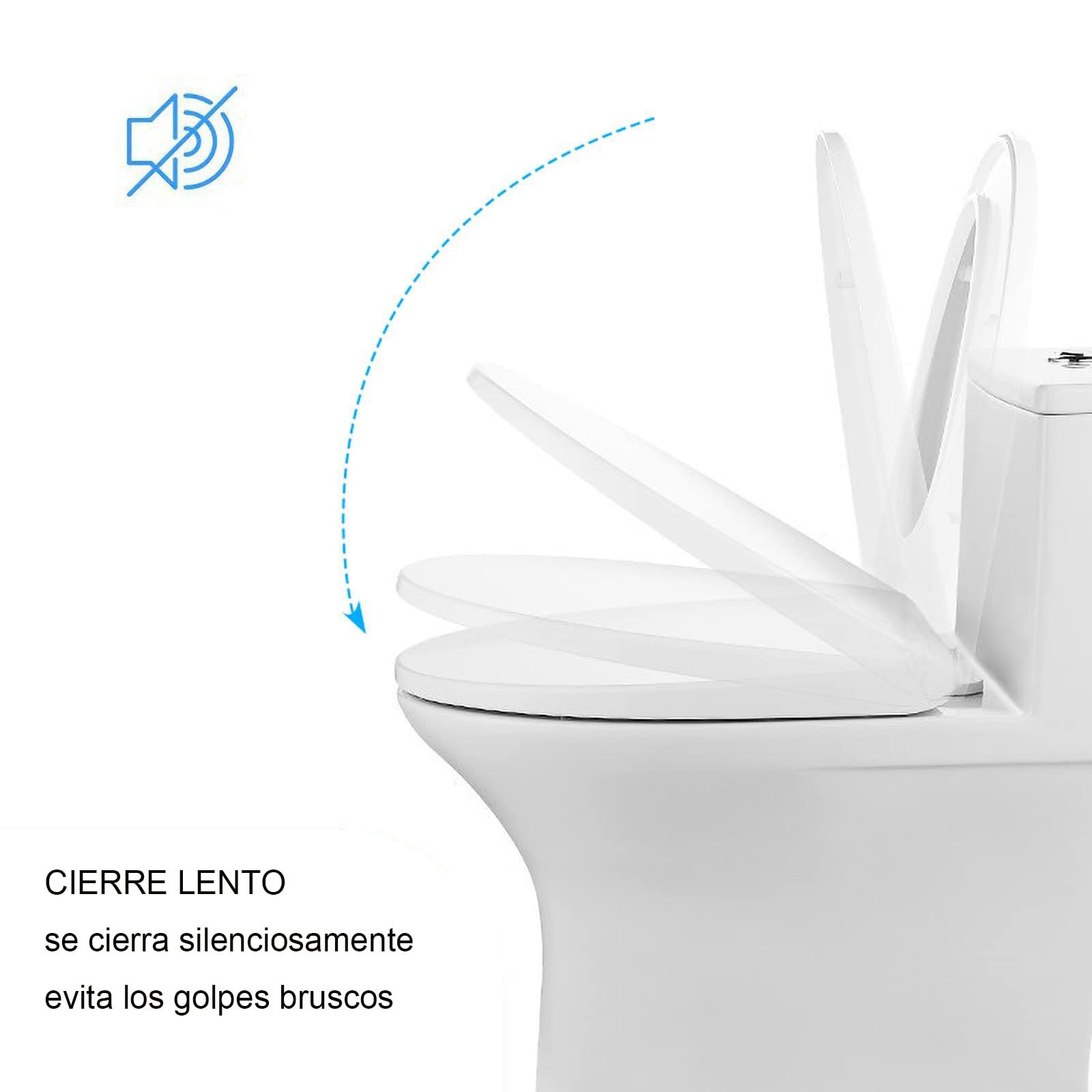 Tapa WC Forma D Blanca con Cierre Suave, Tapa de Inodoro de PP, 46x36cm