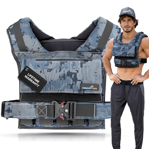 Gymnastics Power - Weighted Vest 6lb, 10lb, 12lb, 25lb, 35lb, 45lb Removable Iron Weights for Men and Women Workout for Calisthe