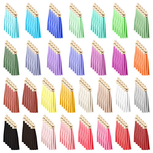 EuTengHao 150Pcs Leather Tassels Keychain Tassels Charms Rings Bulk for Sewing DIY Crafts Key Rings Craft Supplies,Acrylic Keychain Blanks for Decoration Necklace Jewelry Making (5mm,30 Colors)