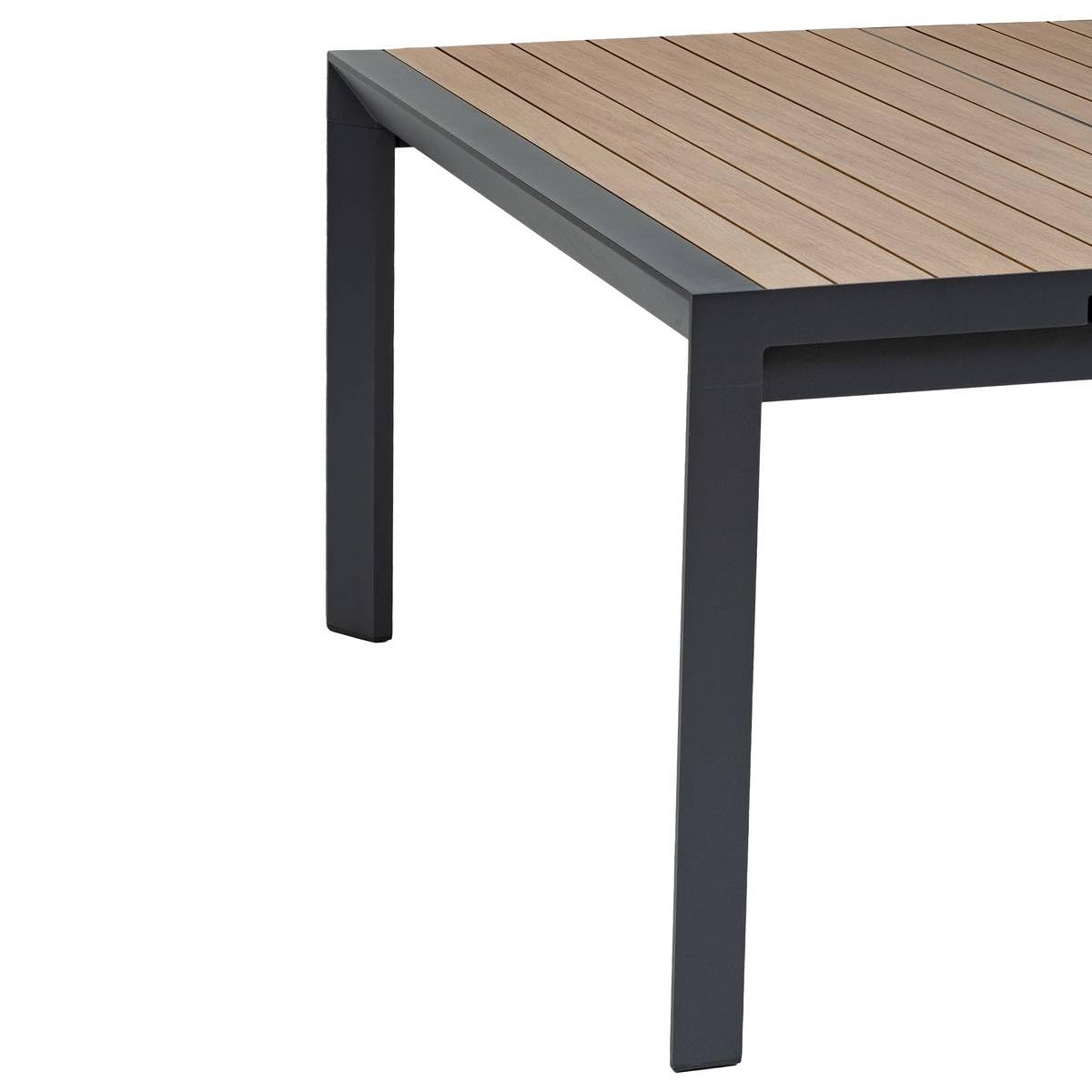 Hespéride - Table de Jardin Extensible carrée évasion Effet Bois Honey et Argile 10 Places Lates en Aluminium