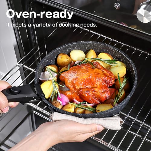 Image of GiPP Ceramic Pots and Pans Set Non Stick, Nonstick Detachable Handle Cookware Sets, Non Toxic Induction Kitchen Pot and Pan with Removable Handle, Healthy RV Cookware, Dishwasher &Oven Safe, 7 Piece