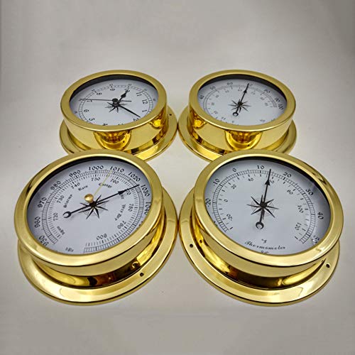 Eastmetal 410-899-293 4Pcs Weather Station Set, High Precision Barometer Clock Meter Thermometer Hygrometer Kit, Brass Case 5.7In Boat Accessory thumb #6
