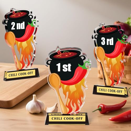 Cadeau pour concours de festival de chili : lot de 3 trophées acryliques WATINC pour amateurs