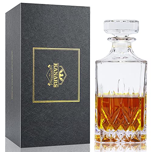 Premium Whiskey Decanter, KANARS Sophisticated Scotch Decanter with Luxury Gift Box for Men Dad Brother Husband, Non-Lead Crystal Liquor Bottle, Gift for Birthday Retirement Housewarming Christmas by KANARS - Used condition - US$19.16