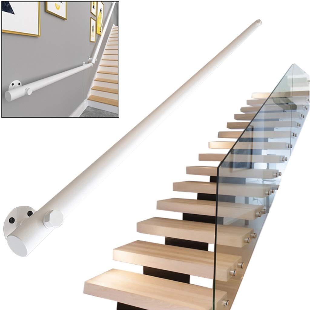 Rampe d'escalier en bois blanc intérieur avec fixation murale 50cm