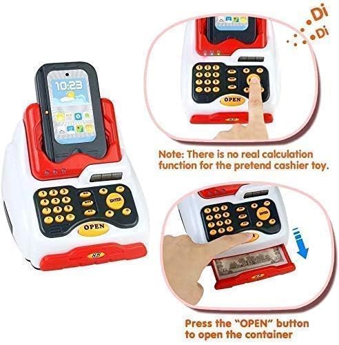 Cojuz Kids Supermarket Cash Register Toy Set with Scanner, Credit Card & Play Money 4