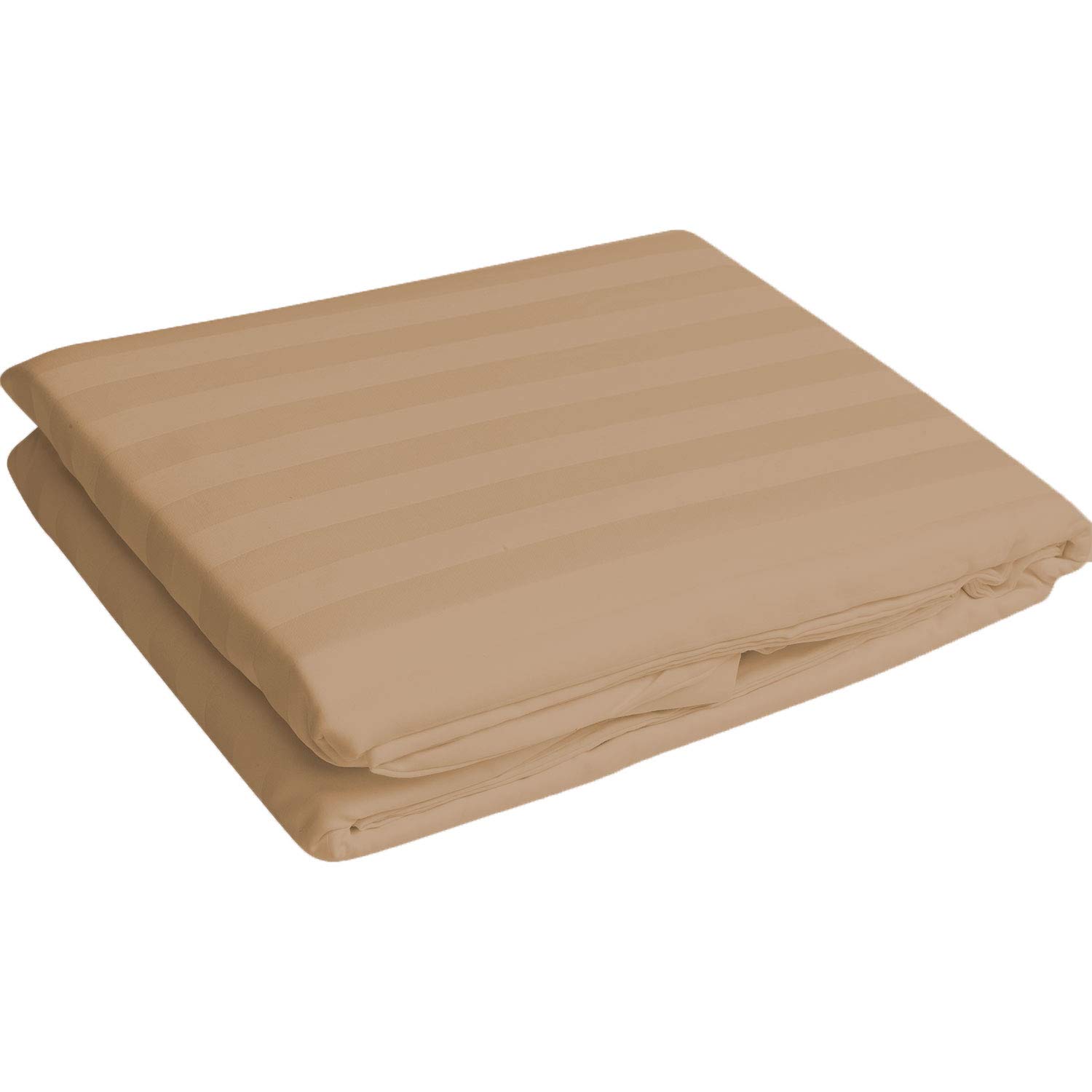 Drap-housse 600 fils coton égyptien avec taie d'oreiller lit simple rayé taupe